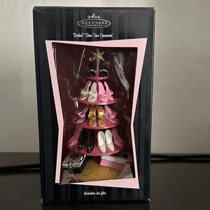 2004 Barbie Shoe Tree Ornament with Pink and Black Accents